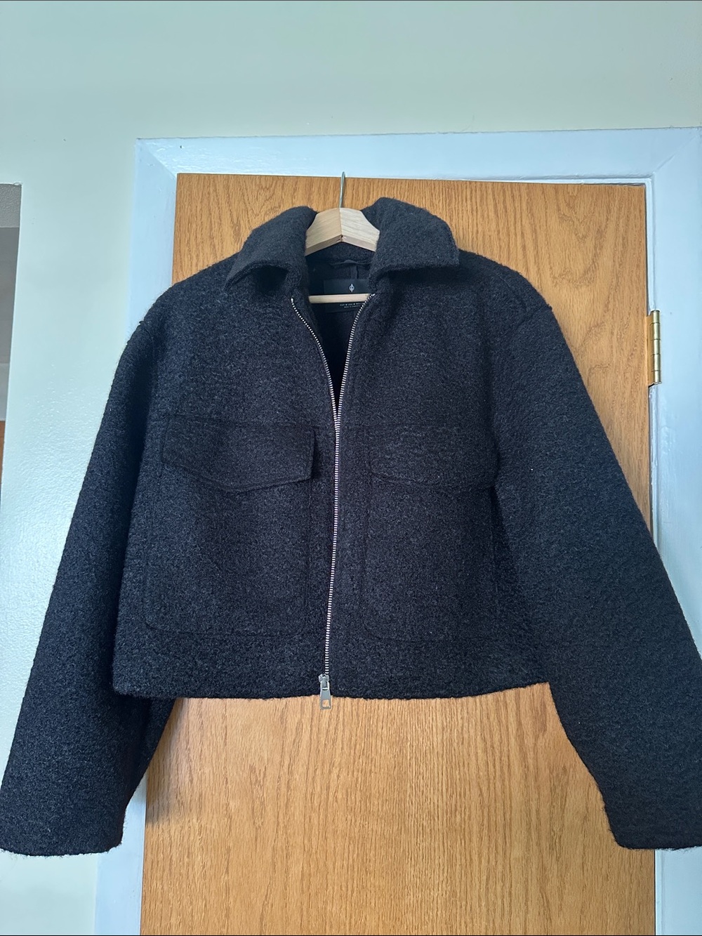 Black Women's Zip-Front Cropped Jacket